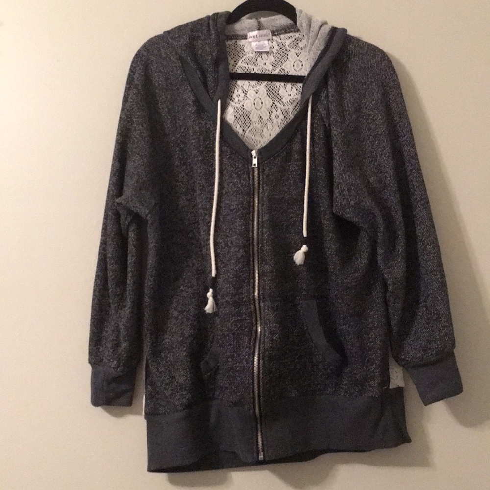 🍂🍁💜Wet Seal Lace Back Sweat Shirt Jacket